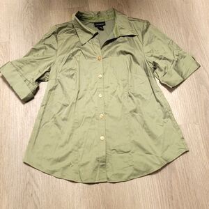 Lane Bryant Sage Green Lace-Trimmed Buttom Down Blouse Size 14/16